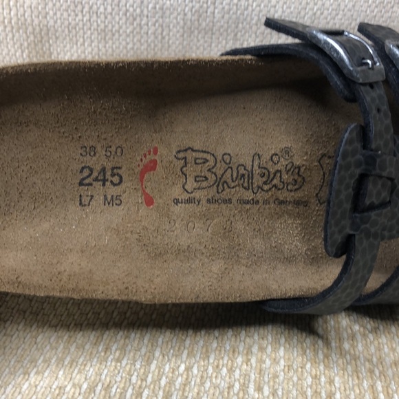 Birkenstock sandals faux leather metallic gray 3 straps size 38 - Picture 2 of 7